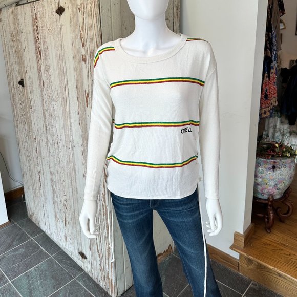 Chaser Tops - Chaser One Love Color Striped Tie Side Top. XS.